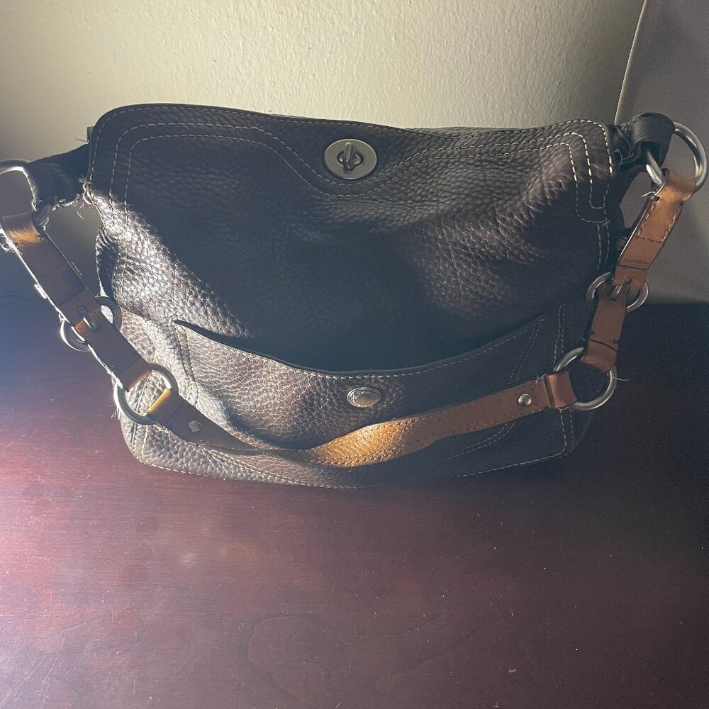 Coach Dark Brown Leather Classic Coach Shoulder Bag